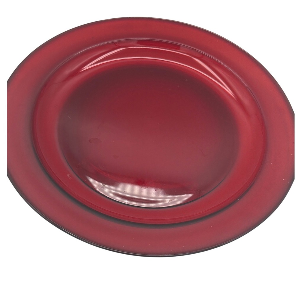 Cranberry Glass Salad Plates set of 4 Retro Pressed Glass Unmarked Red
